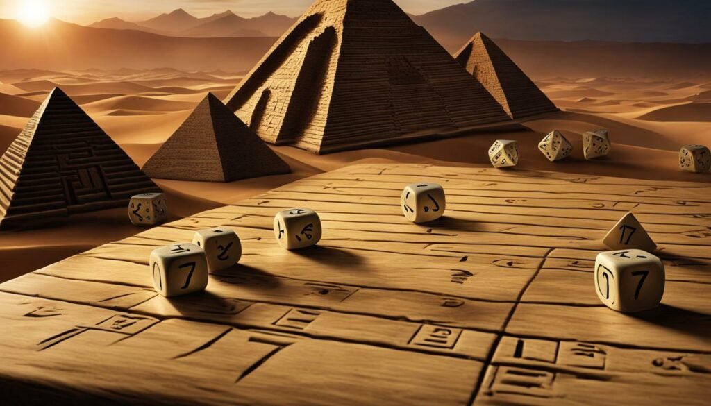 Antiguo juego de dados egipcio con siete caras